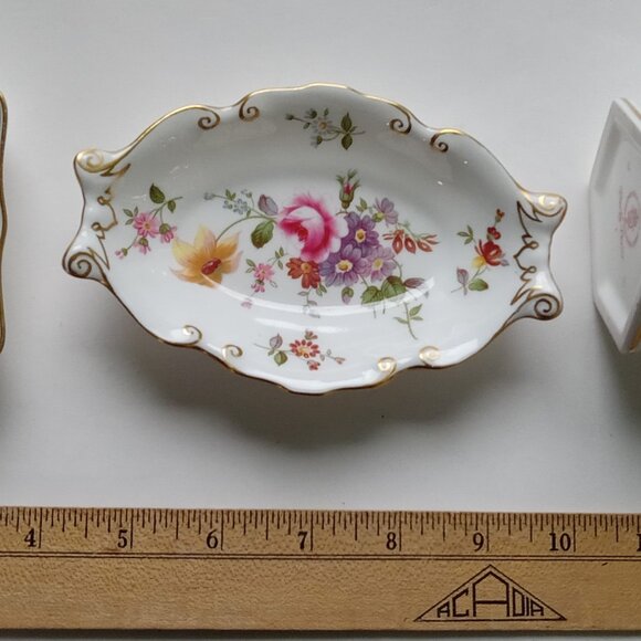 Royal Crown Derby Posies 2 Small Dishes & Vase Open Trinket Vanity Set of 3 Pcs. - Picture 5 of 16
